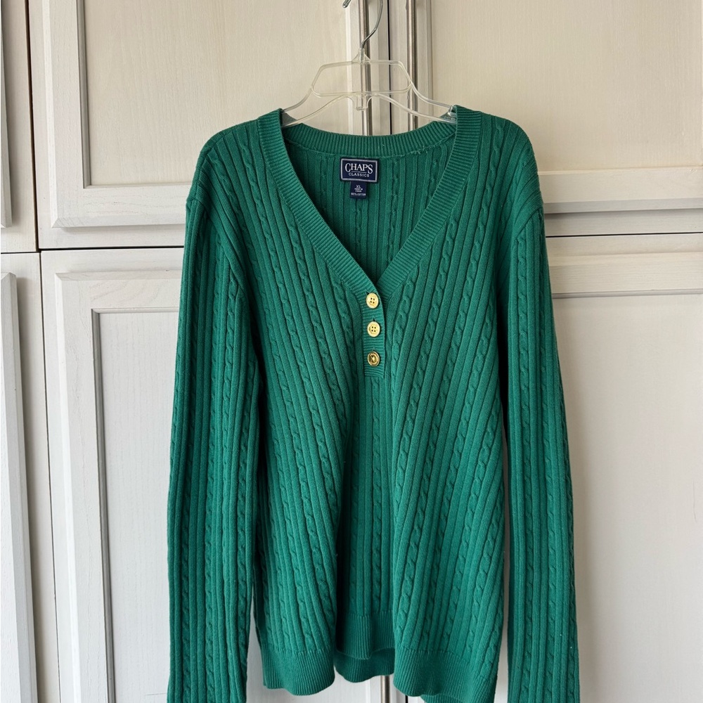 Chaps Green Cable Knit Sweater